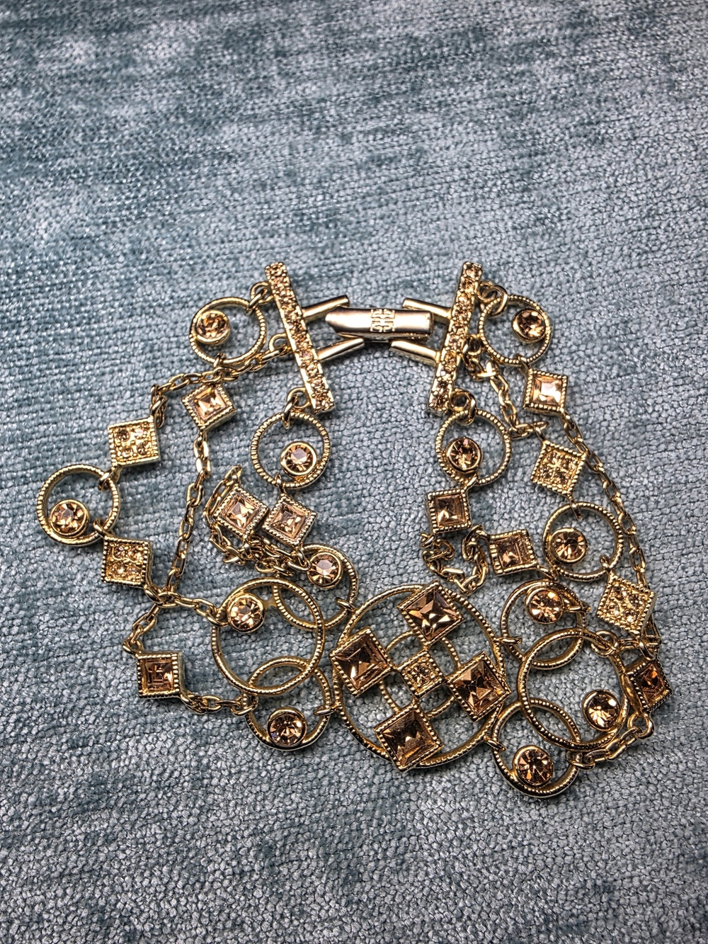 Givenchy Vintage Gold-Tone Crystal Multi-Chain Bracelet